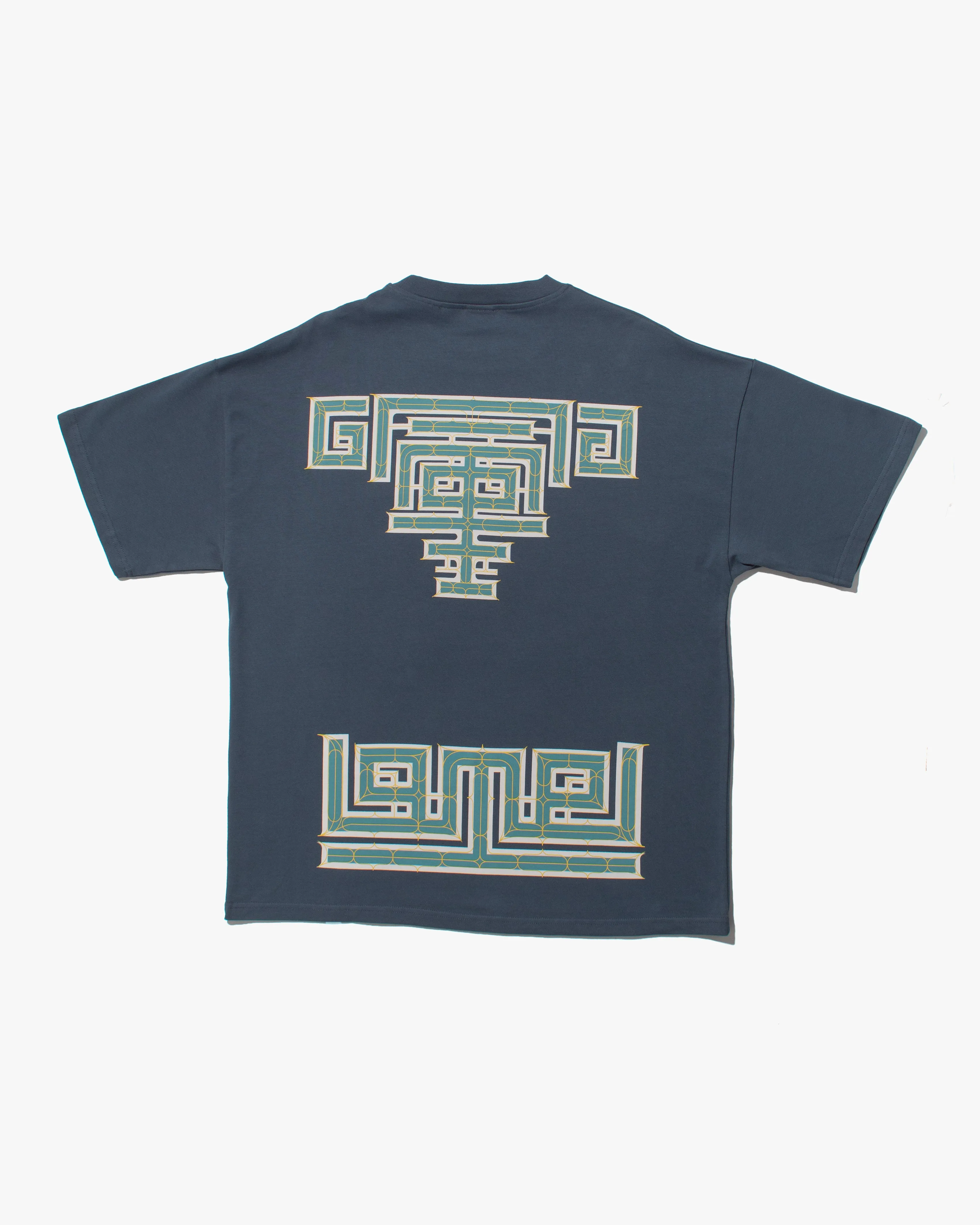 Kiriko Original Ainu Tee, Steel Blue with White, Teal and Gold sold by Kiriko product image thumbnail 5