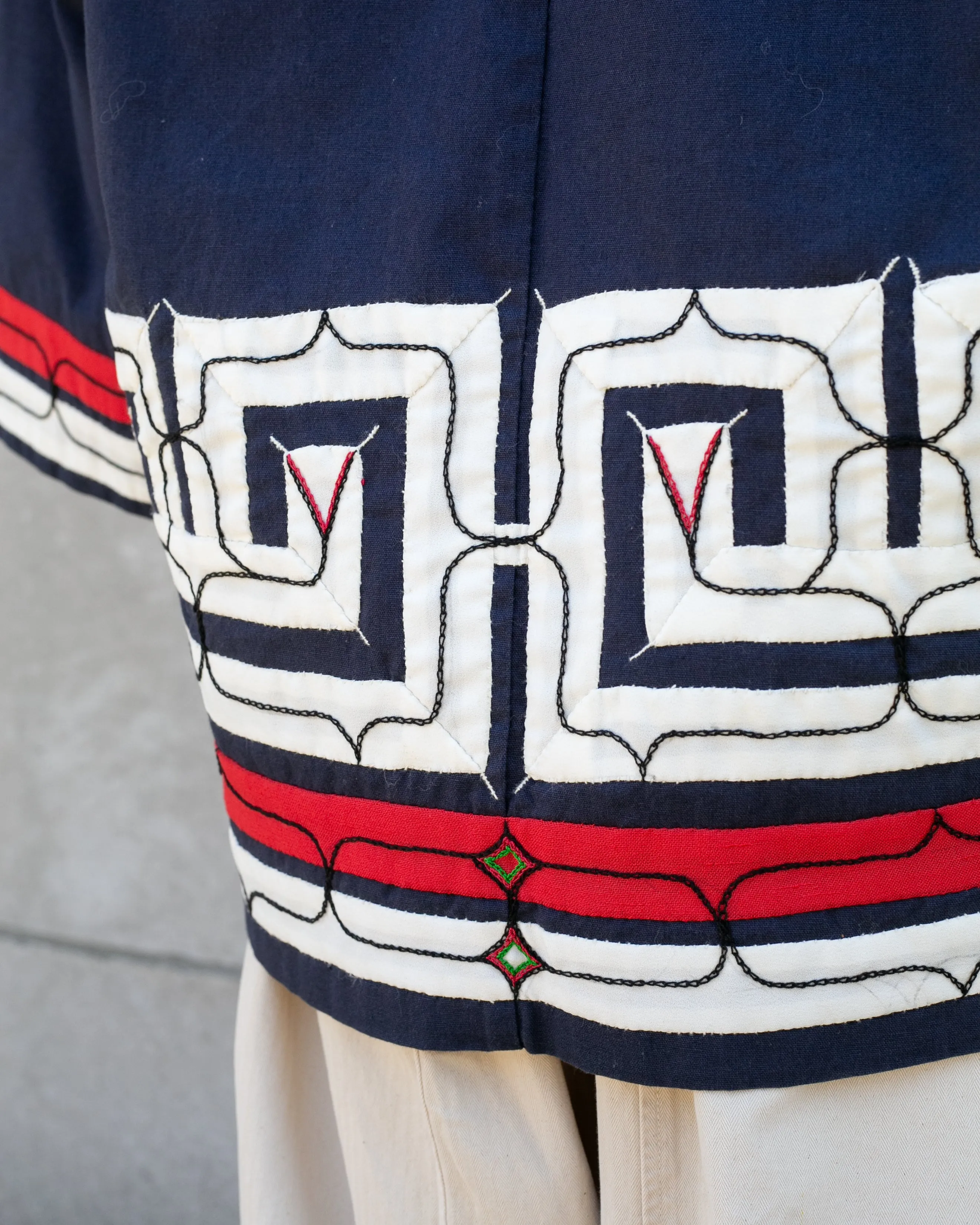 Vintage Ainu Jacket, Short, Indigo with Red and White Patterns sold by Kiriko product image thumbnail 4