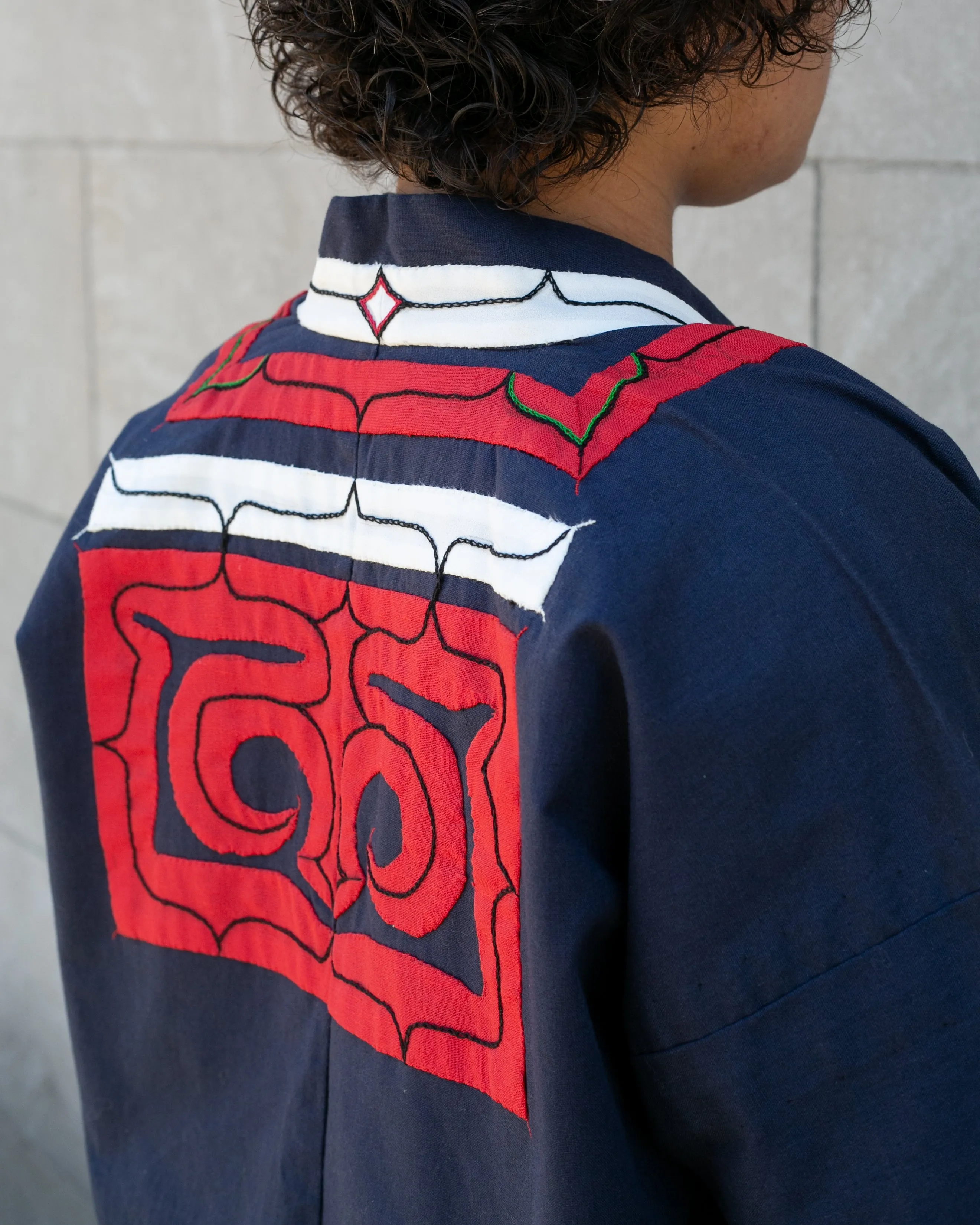Vintage Ainu Jacket, Short, Indigo with Red and White Patterns sold by Kiriko product image thumbnail 3
