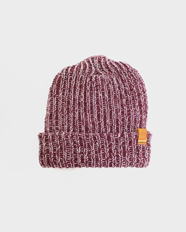 Kiriko Original Knit Cap, Marbled Burgundy and Natural, 9" sold by Kiriko