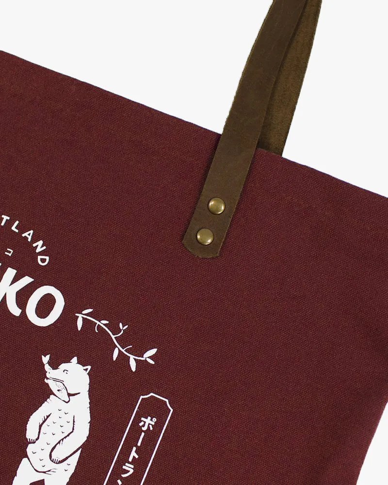 Kiriko Original Tote, Large, Canvas, Brick Red Bear sold by Kiriko product image thumbnail 3