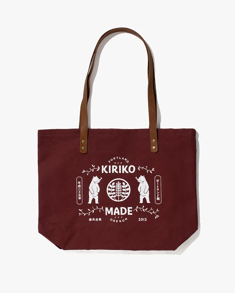 Kiriko Original Tote, Large, Canvas, Brick Red Bear sold by Kiriko