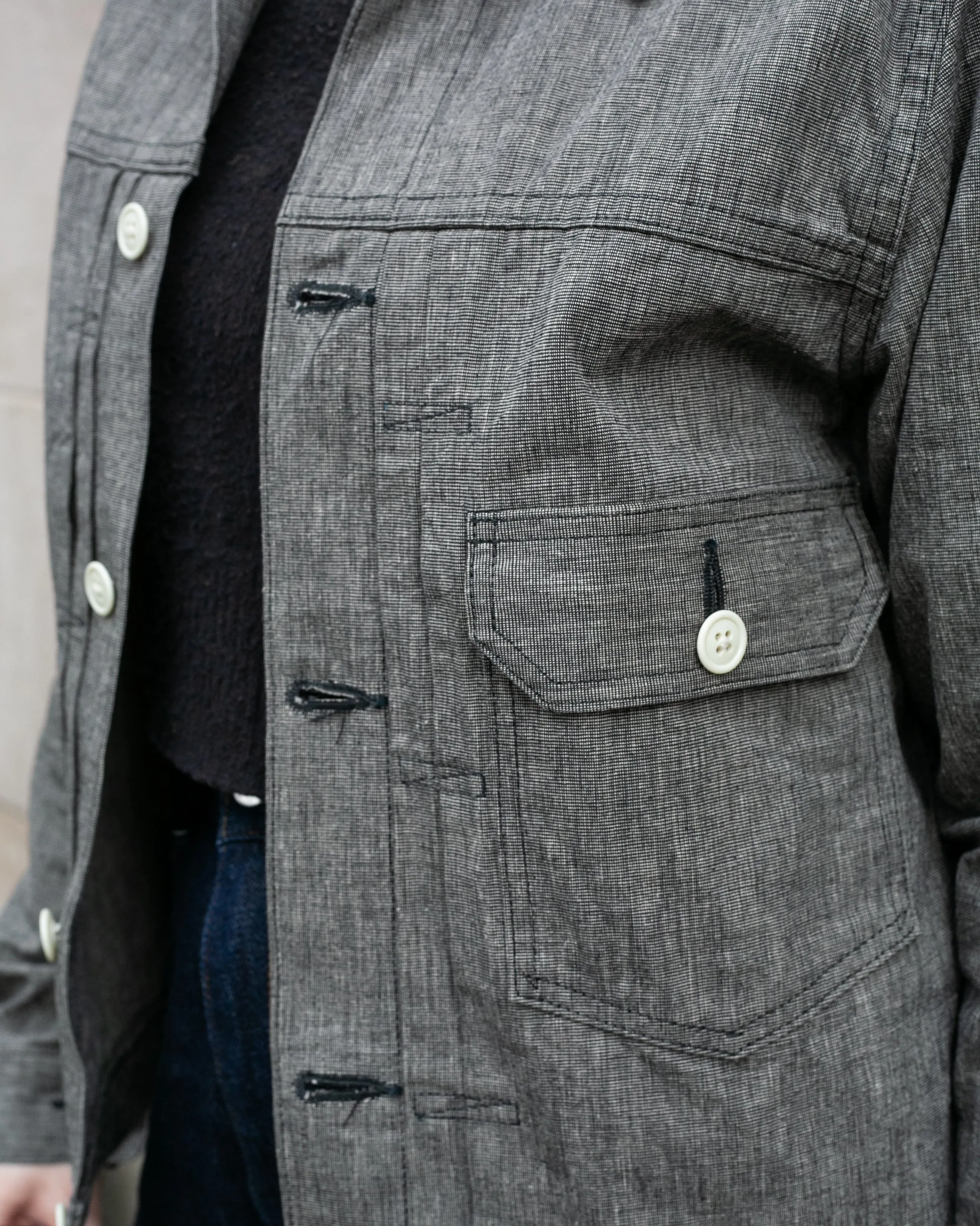 Japanese Repro Type 1 Cotton Chambray Trucker Jacket, Burgus Plus Brand - 38 sold by Kiriko product image thumbnail 3