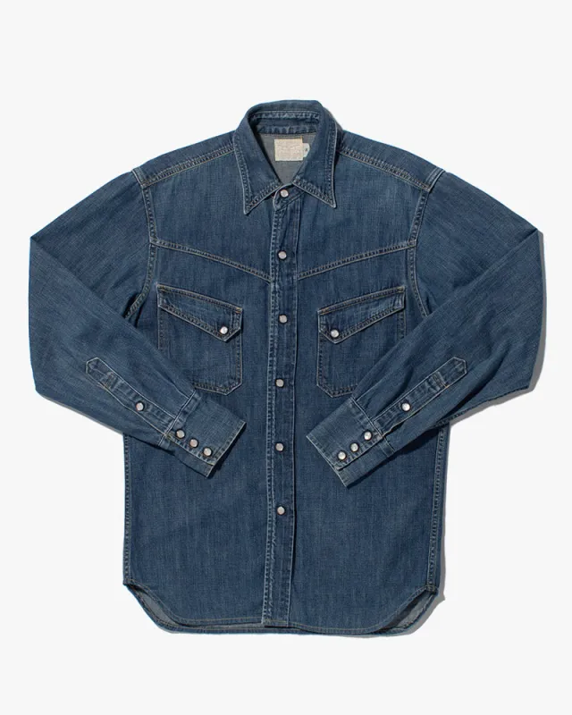 Japanese Repro Denim Western Shirt, Levi's Brand, Long Sleeve Button-Up - 36 sold by Kiriko