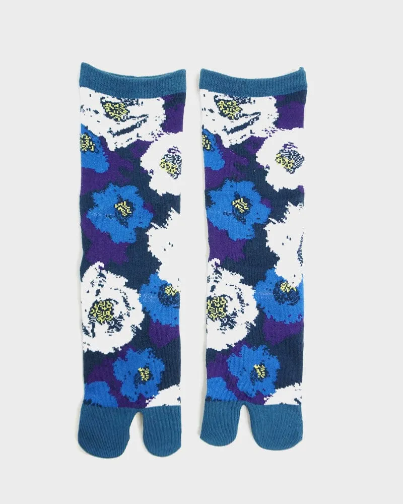 Wa Modern, Tabi Socks, Crew, Abstract Tsubaki, Navy and Teal - (S/M) sold by Kiriko product image thumbnail 2