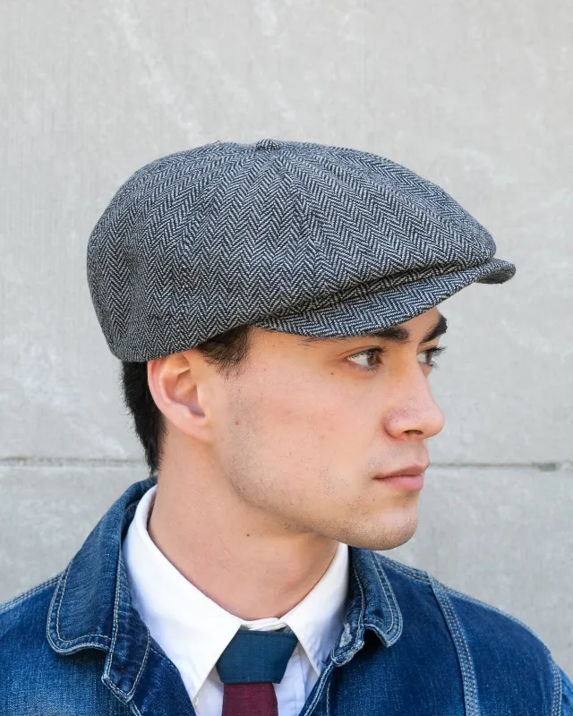 Newsboy Cap, Brixton, Brood, Grey Herringbone sold by Kiriko