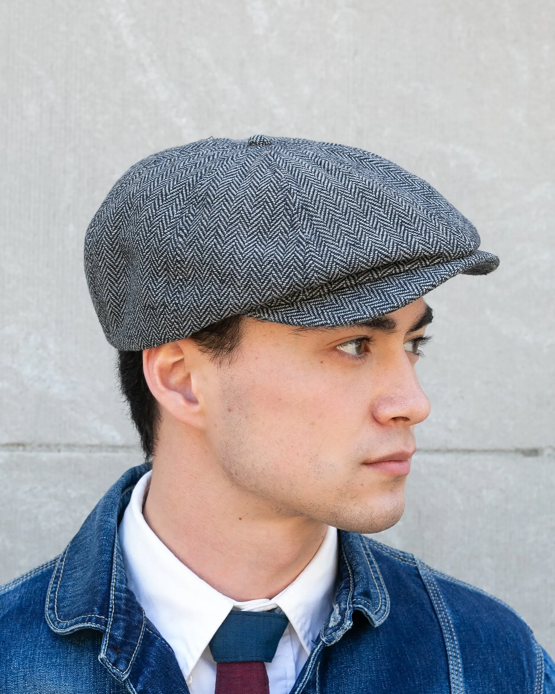 Newsboy Cap, Brixton, Brood, Grey Herringbone sold by Kiriko