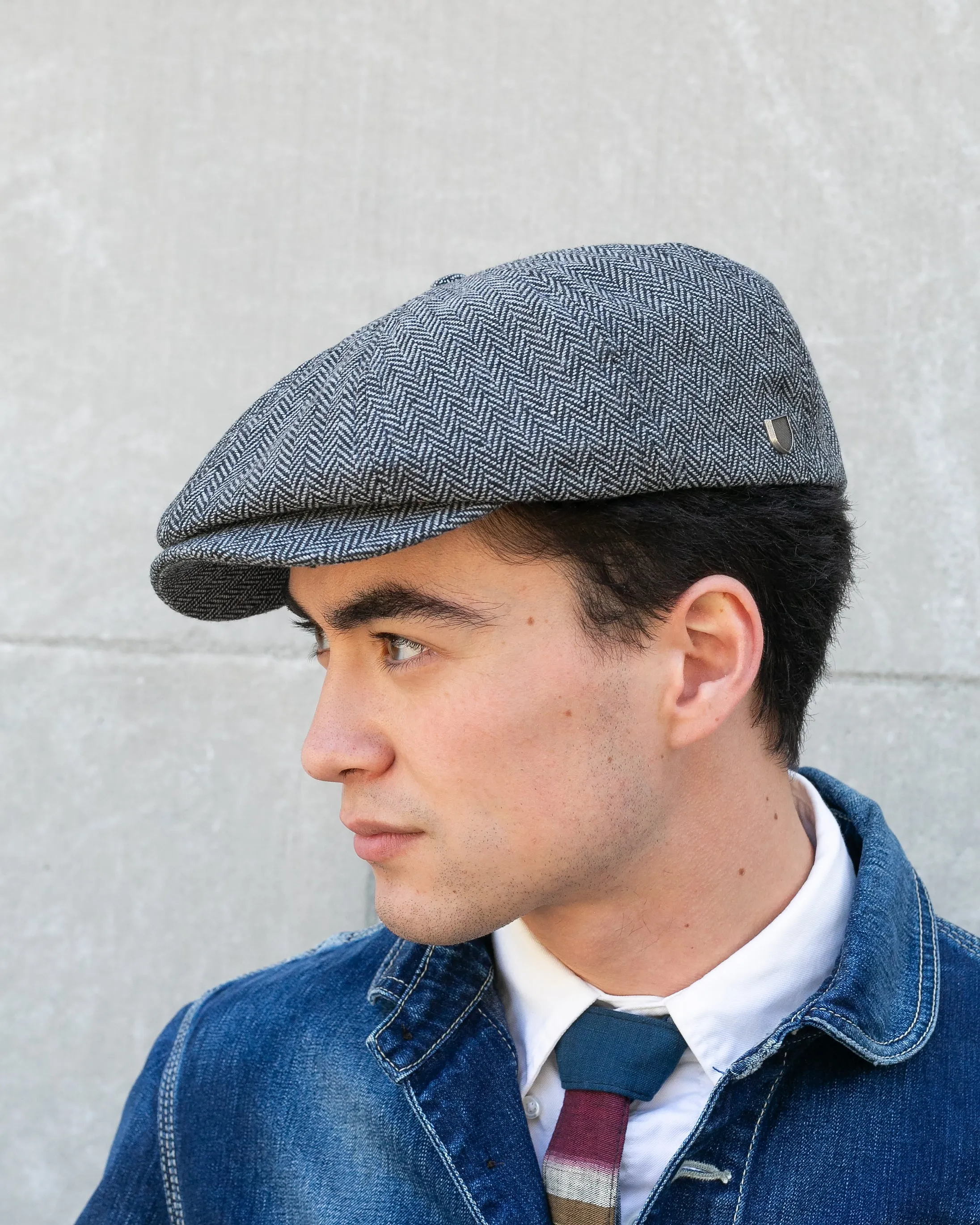 Newsboy Cap, Brixton, Brood, Grey Herringbone sold by Kiriko product image thumbnail 3