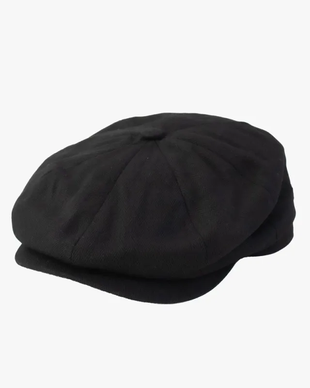 Newsboy Cap, Brixton, Brood, Black Herringbone sold by Kiriko