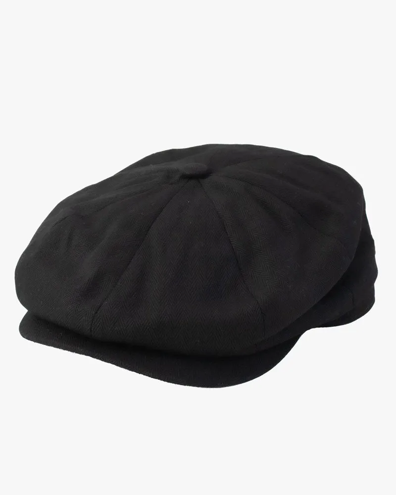 Newsboy Cap, Brixton, Brood, Black Herringbone sold by Kiriko