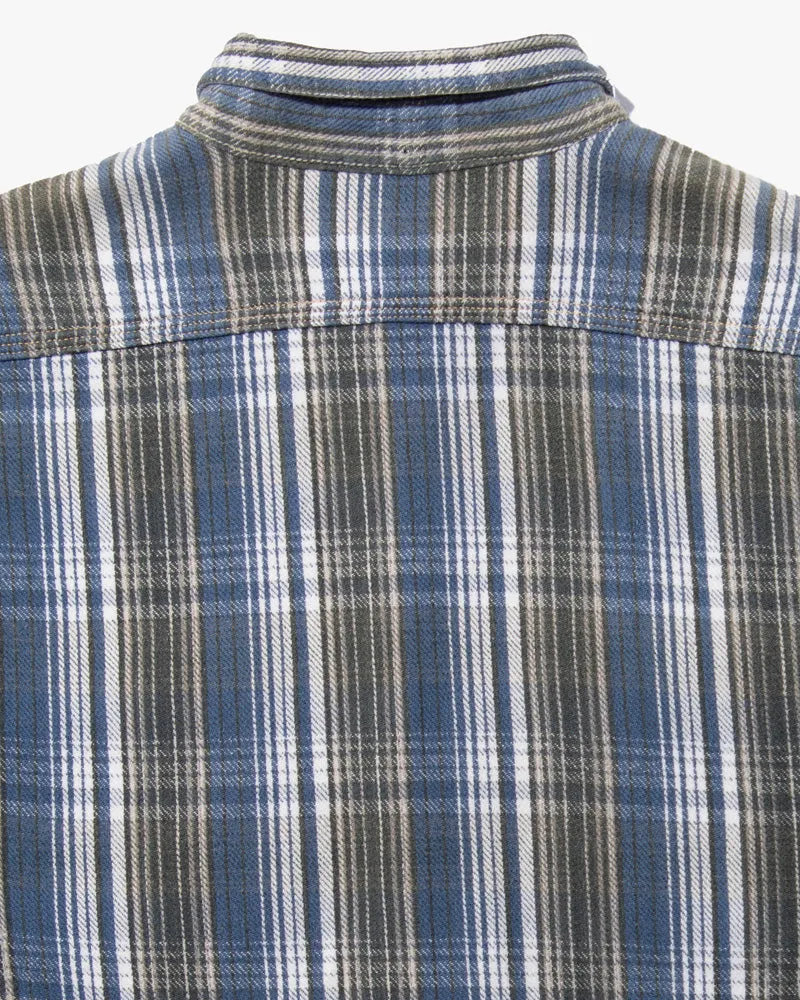Japanese Repro Brushed Cotton Flannel, Sugar Cane, Blue and Green with Grey and White Accents - S/M sold by Kiriko product image thumbnail 5