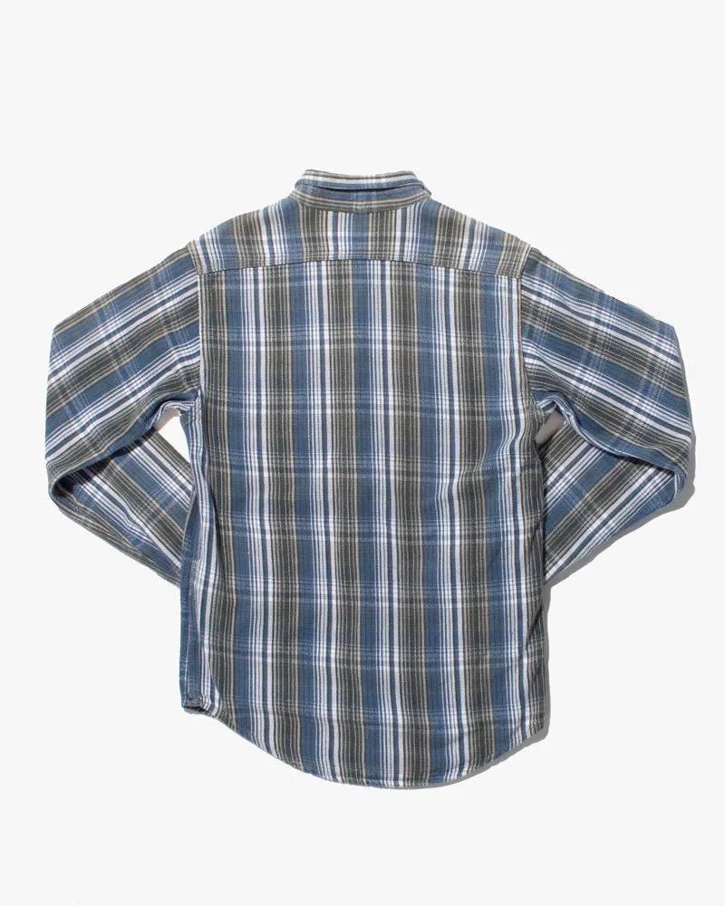 Japanese Repro Brushed Cotton Flannel, Sugar Cane, Blue and Green with Grey and White Accents - S/M sold by Kiriko product image thumbnail 4