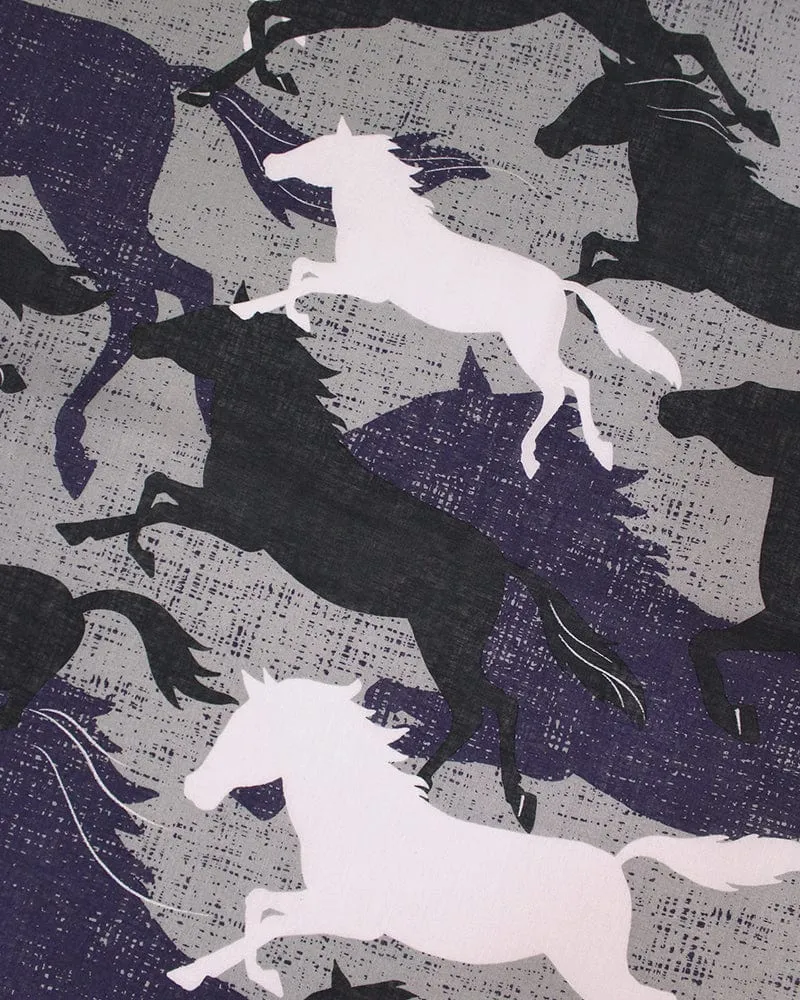 Japanese Handkerchief, Classic, Purple Horses sold by Kiriko product image thumbnail 3