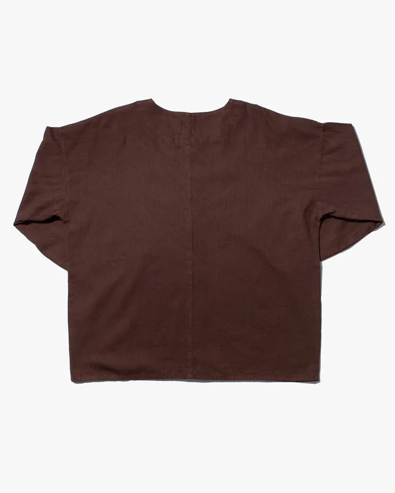 Wa-Modern Herringbone Button Down Tunic Shirt- Brown sold by Kiriko product image thumbnail 2