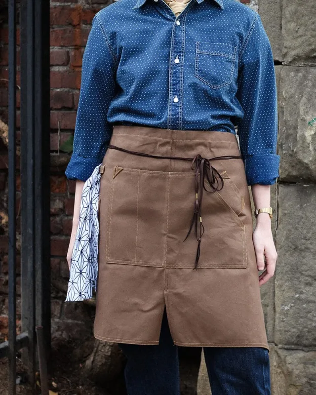 Kokoro Original Work Apron, Waist, Canvas Brown sold by Kiriko
