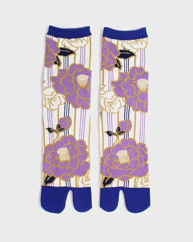 Wa Modern, Tabi Socks, Crew, Shima Tsubaki, Cream and Lavender - (S/M) sold by Kiriko product image thumbnail 2