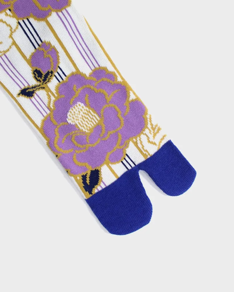 Wa Modern, Tabi Socks, Crew, Shima Tsubaki, Cream and Lavender - (S/M) sold by Kiriko product image thumbnail 4