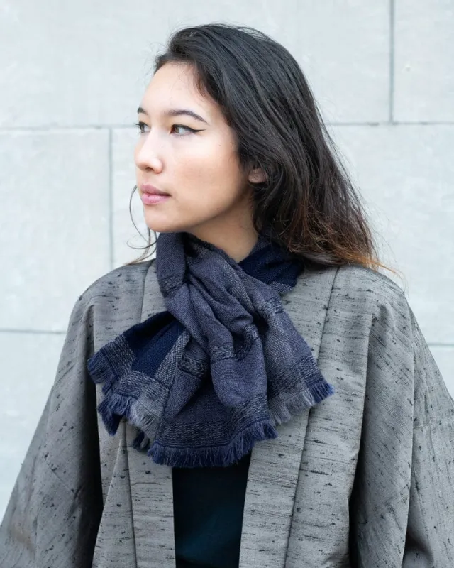 Kobo Oriza Scarf, Easy Knot, Navy Blue sold by Kiriko