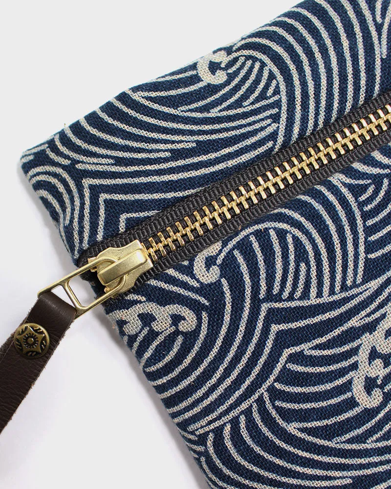 Kiriko Original, Flat Zipper Pouch, Small, Indigo Nami sold by Kiriko product image thumbnail 3