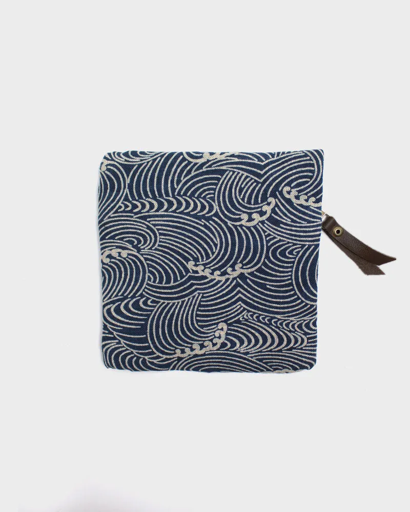 Kiriko Original, Flat Zipper Pouch, Small, Indigo Nami sold by Kiriko product image thumbnail 4