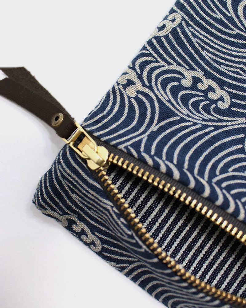 Kiriko Original, Flat Zipper Pouch, Small, Indigo Nami sold by Kiriko product image thumbnail 2