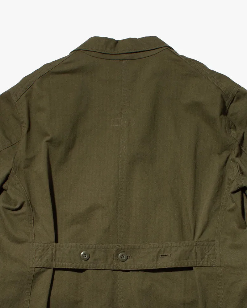Japanese Repro Herringbone Coverall, Back Number Brand, Olive- S sold by Kiriko product image thumbnail 4