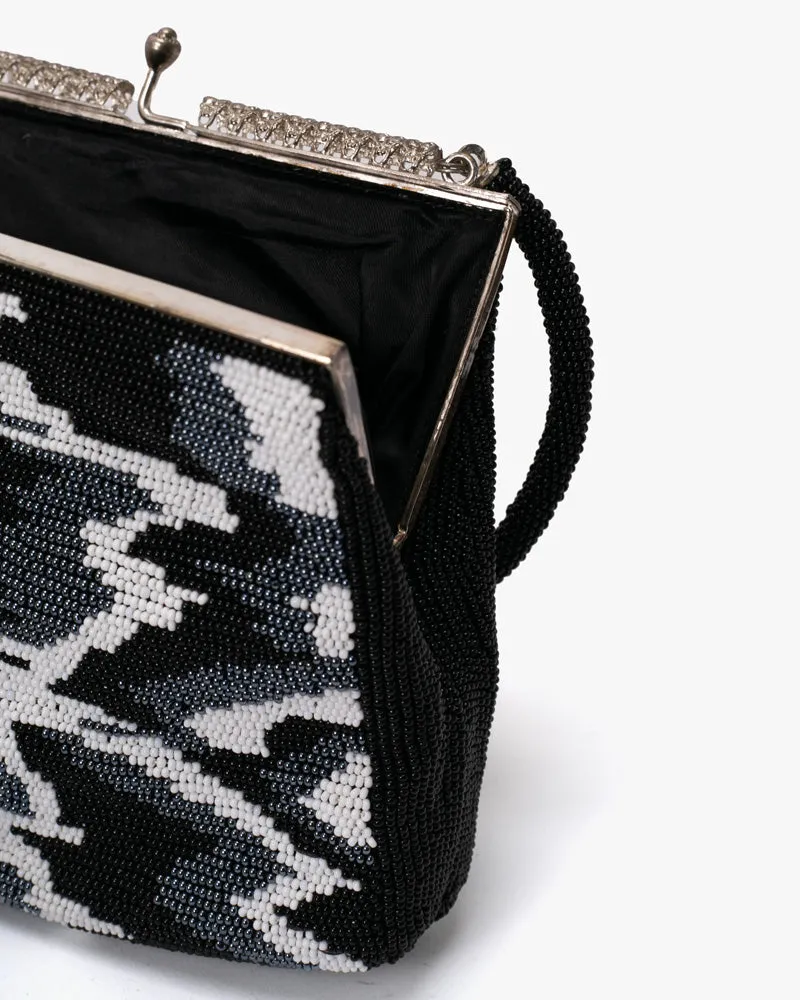 Vintage Bag, Purse, Beaded, Black Abstract Clouds sold by Kiriko product image thumbnail 4