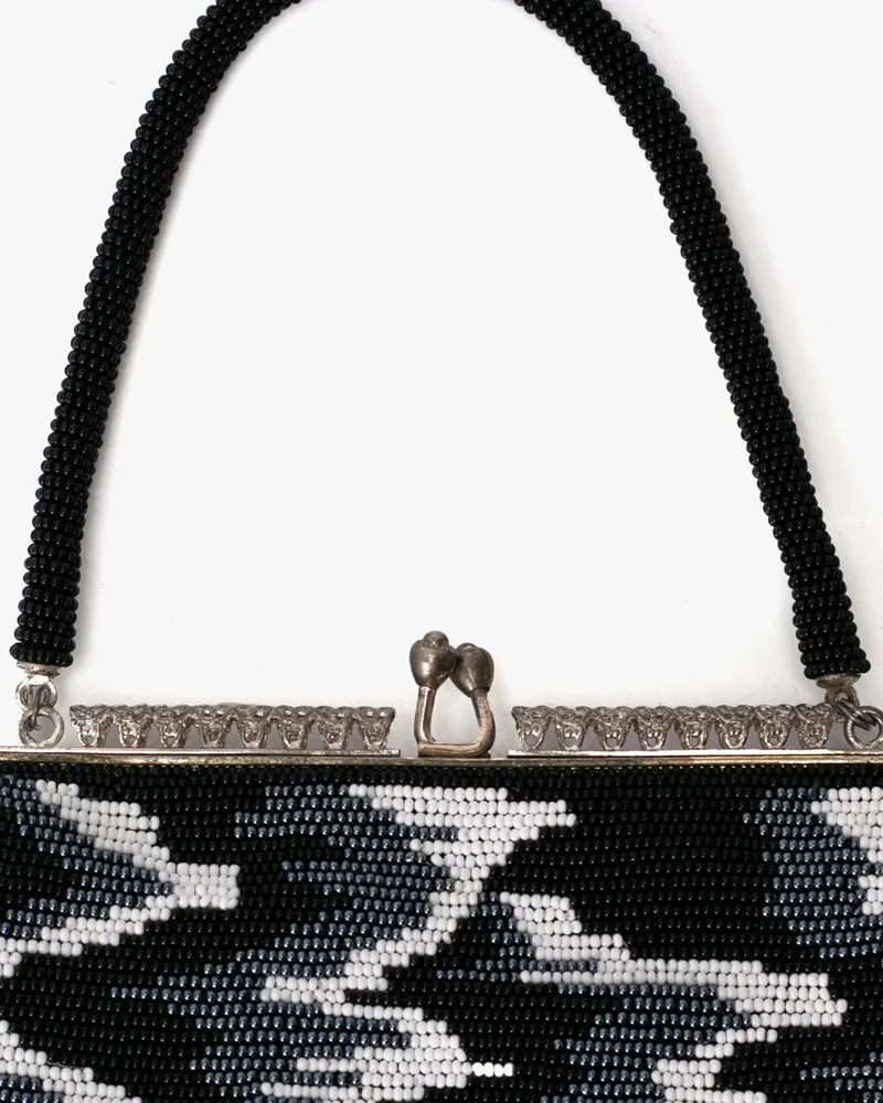 Vintage Bag, Purse, Beaded, Black Abstract Clouds sold by Kiriko product image thumbnail 2