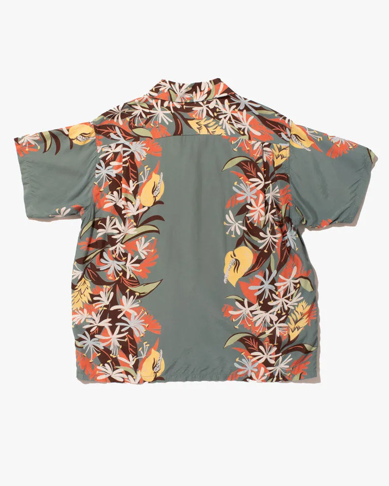 Japanese Repro Shirt, Aloha Short Sleeve, Sun Surf Brand, Green with Flowers - S sold by Kiriko product image thumbnail 3