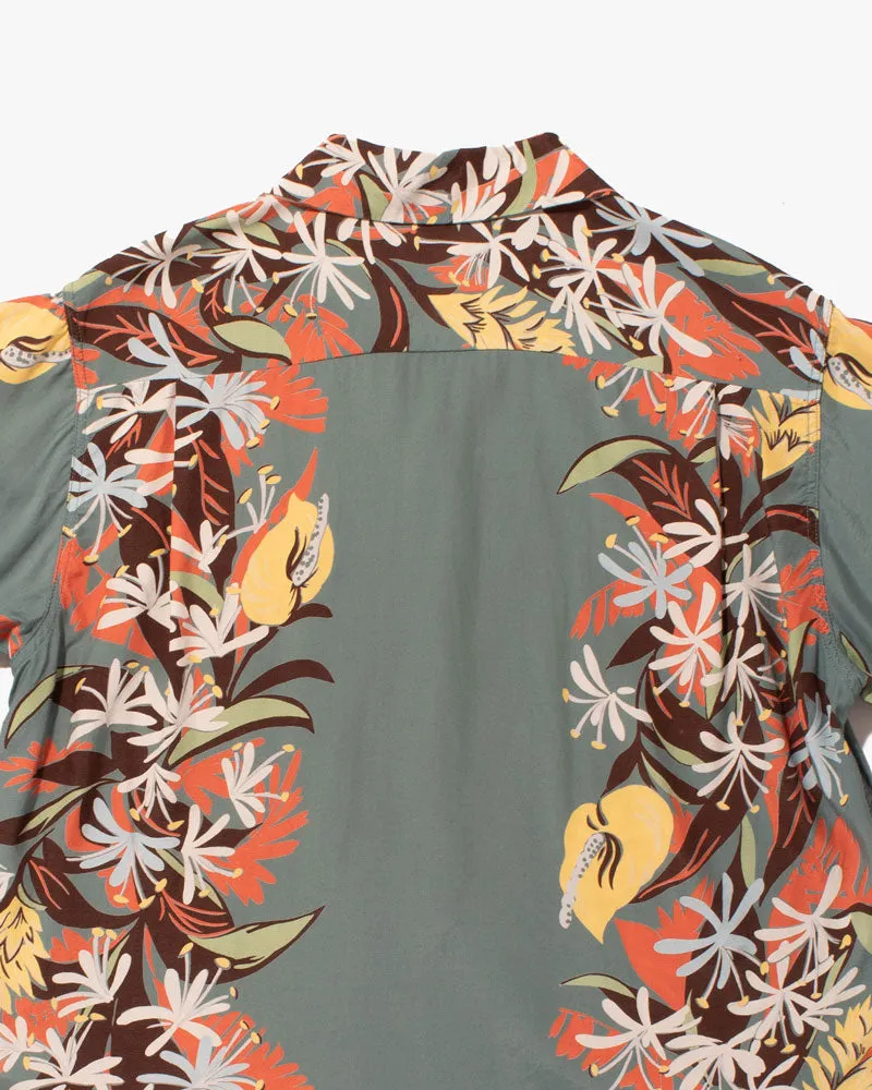 Japanese Repro Shirt, Aloha Short Sleeve, Sun Surf Brand, Green with Flowers - S sold by Kiriko product image thumbnail 4