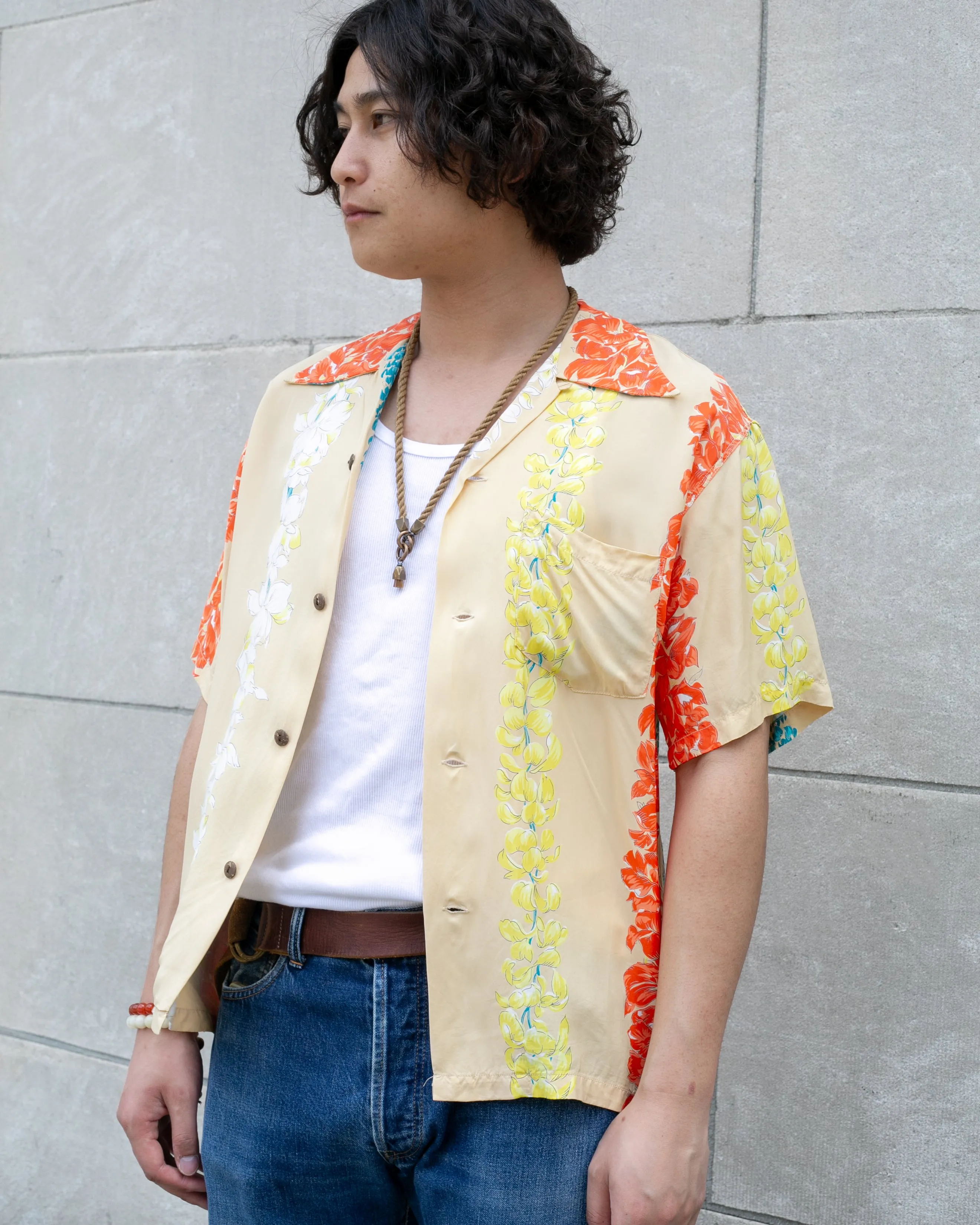 Japanese Repro Shirt, Aloha Short Sleeve, Sun Surf Brand, Cream and Orange Floral - M sold by Kiriko product image thumbnail 5
