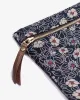 Flat Medium Zipper Pouch, Indigo Small Tsubaki sold by Kiriko