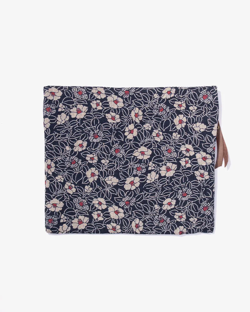 Flat Medium Zipper Pouch, Indigo Small Tsubaki sold by Kiriko product image thumbnail 3