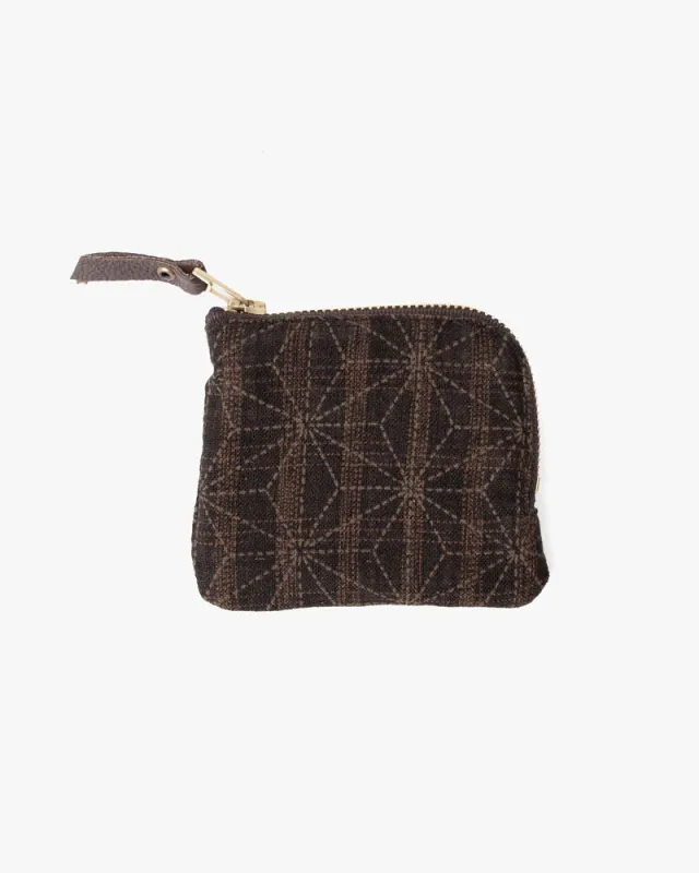 Kiriko Original Zipper Wallet, Dotted Brown Asanoha and Shima sold by Kiriko