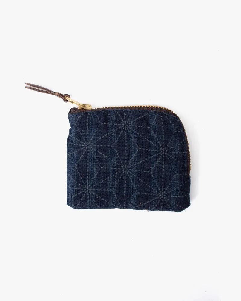 Kiriko Original Zipper Wallet, Dotted Indigo Asanoha and Shima sold by Kiriko