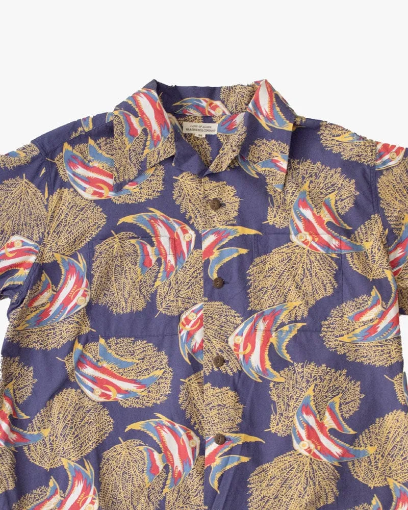 Japanese Repro Shirt, Aloha Short Sleeve, Land Of Aloha Brand, Purple Angel Fish - M sold by Kiriko product image thumbnail 2