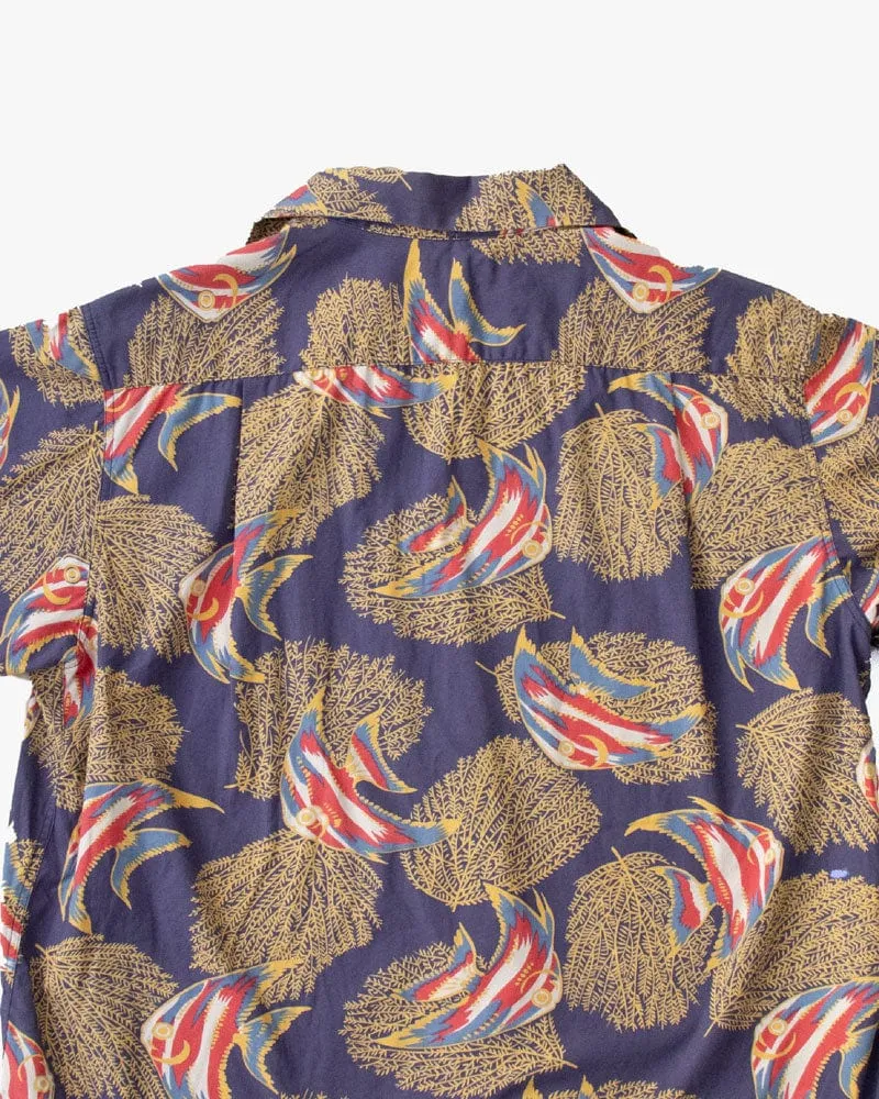 Japanese Repro Shirt, Aloha Short Sleeve, Land Of Aloha Brand, Purple Angel Fish - M sold by Kiriko product image thumbnail 4