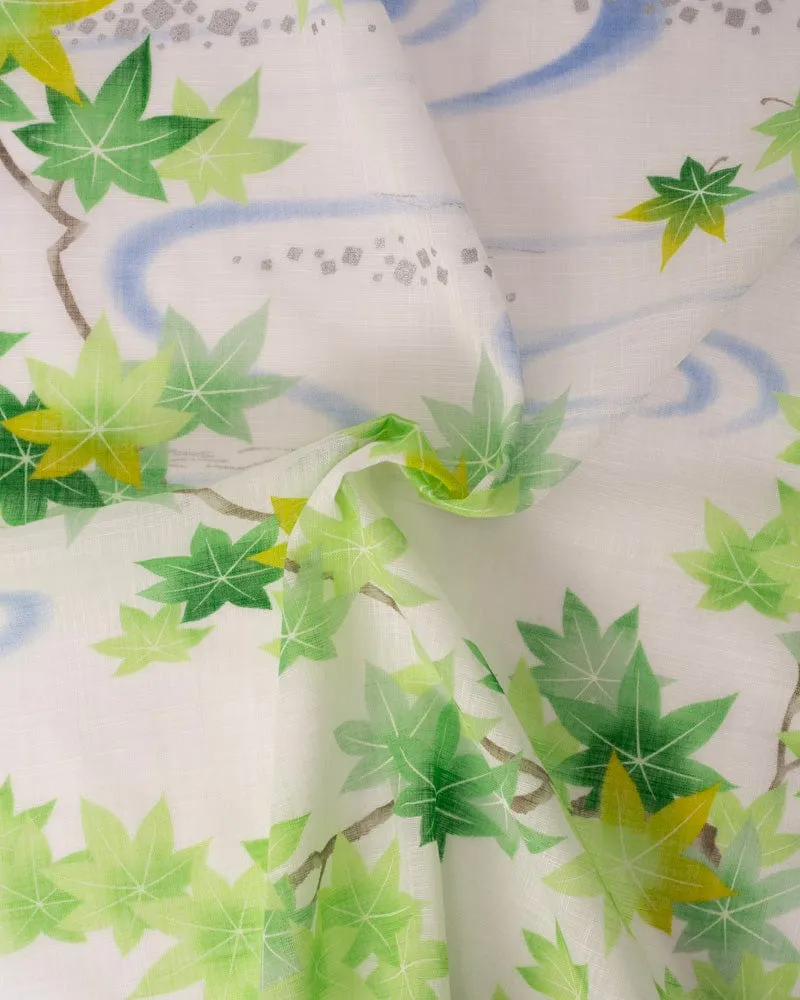 Japanese Handkerchief, Classic, Taisho-Roman, Green Momiji sold by Kiriko product image thumbnail 3