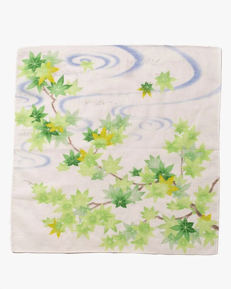 Japanese Handkerchief, Classic, Taisho-Roman, Green Momiji sold by Kiriko product image thumbnail 2