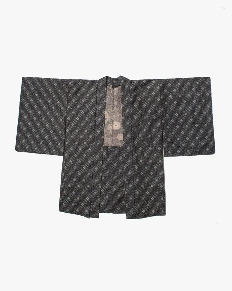 Vintage Haori Jacket, Grey with Blue Vines sold by Kiriko
