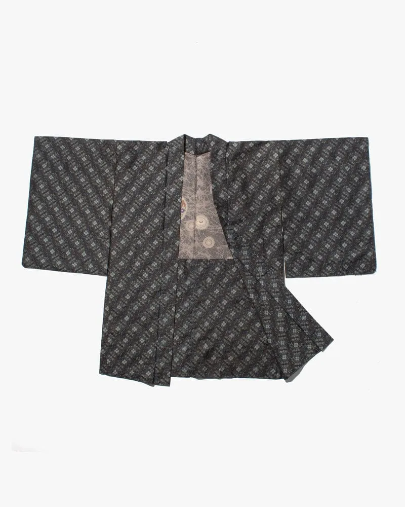 Vintage Haori Jacket, Grey with Blue Vines sold by Kiriko product image thumbnail 2