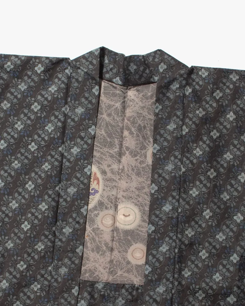 Vintage Haori Jacket, Grey with Blue Vines sold by Kiriko product image thumbnail 3