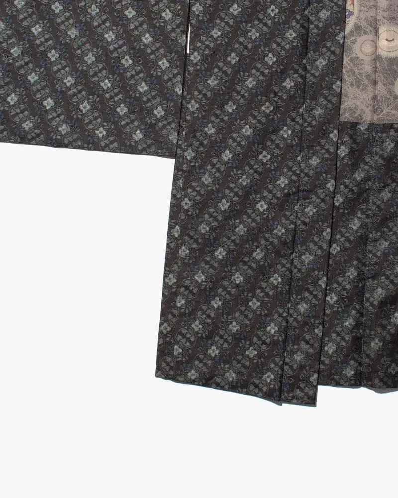 Vintage Haori Jacket, Grey with Blue Vines sold by Kiriko product image thumbnail 5