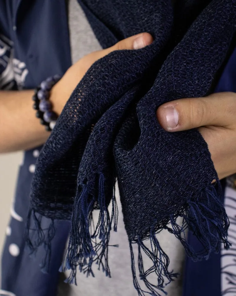 Kobo Oriza Scarf, Open Weave Rami, Navy sold by Kiriko product image thumbnail 4