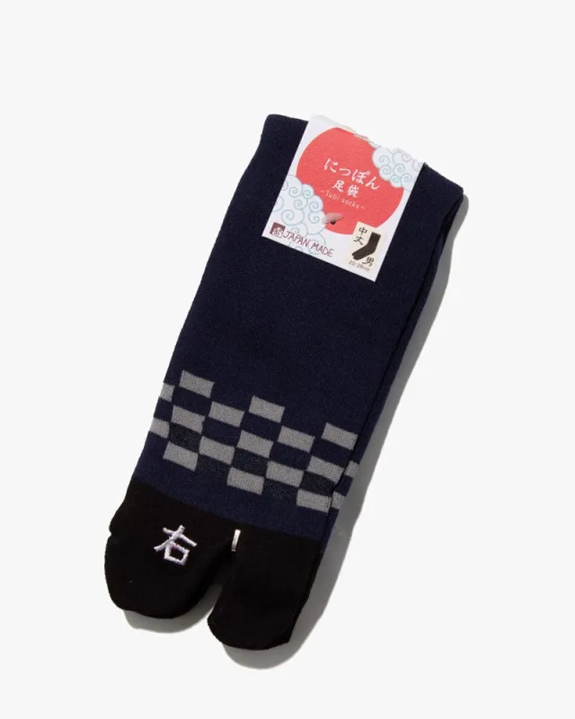 Wa Modern, Tabi Socks, Crew, Nippon, Navy and Black (M/L) sold by Kiriko