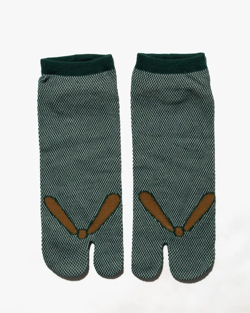 Wa-Modern, Tabi Socks, Ankle, Kanoko Mesh, Green and Mustard (M/L) sold by Kiriko product image thumbnail 2