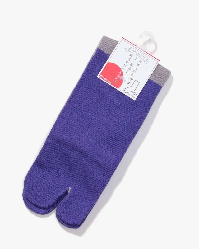 Wa Modern, Tabi Socks, Crew, Cotton-Linen Blend Awasetabi, Lavender and Grey sold by Kiriko