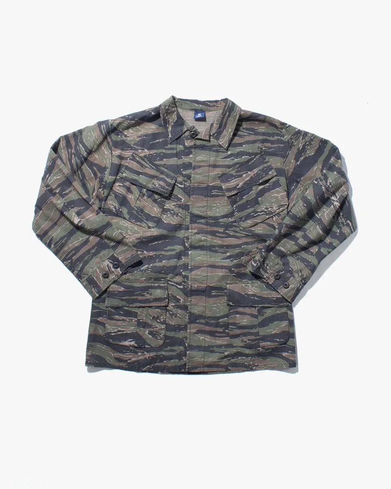 Kiriko Custom, Printed Military Jacket, Ainu, Rip Stop Tiger Camo, Green sold by Kiriko