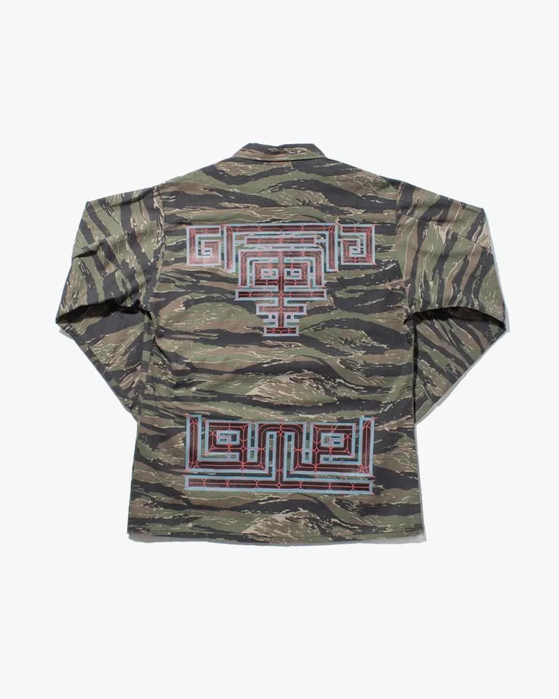 Kiriko Custom, Printed Military Jacket, Ainu, Rip Stop Tiger Camo, Green sold by Kiriko product image thumbnail 4