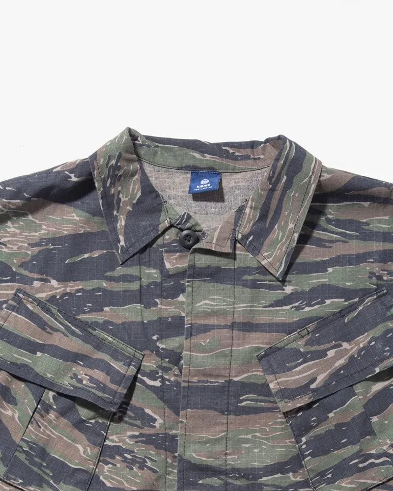 Kiriko Custom, Printed Military Jacket, Ainu, Rip Stop Tiger Camo, Green sold by Kiriko product image thumbnail 2